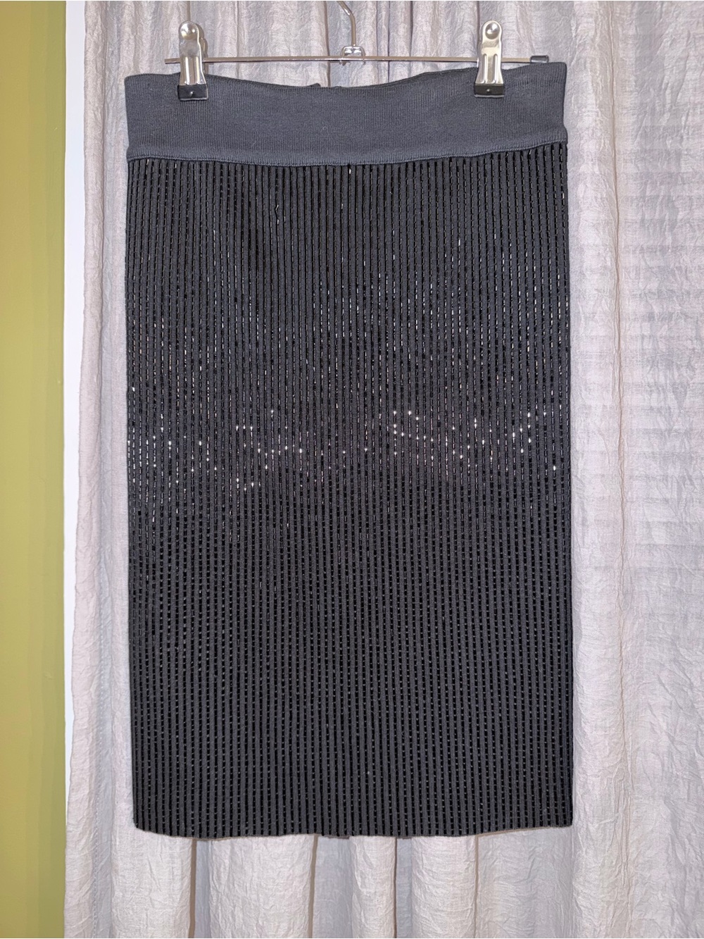 All Saints Black Sequin-Striped Pencil Skirt size 0